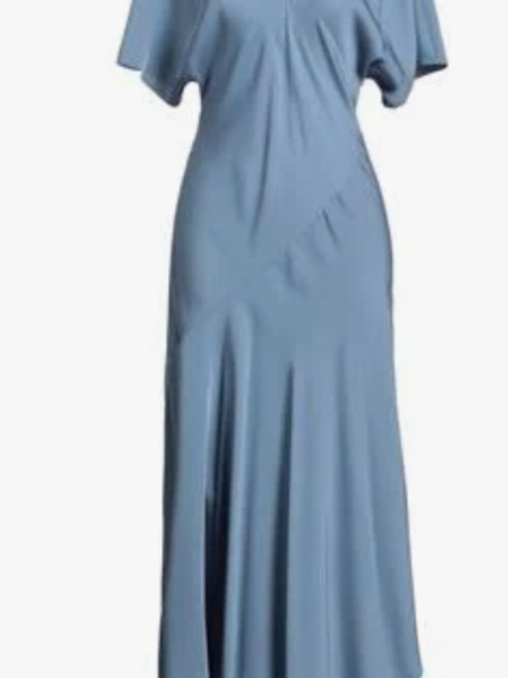 Theory Project 100% Silk V-Neck Short Sleeve Asymmetric Midi Maxi Dress Blue S - Picture 3 of 10